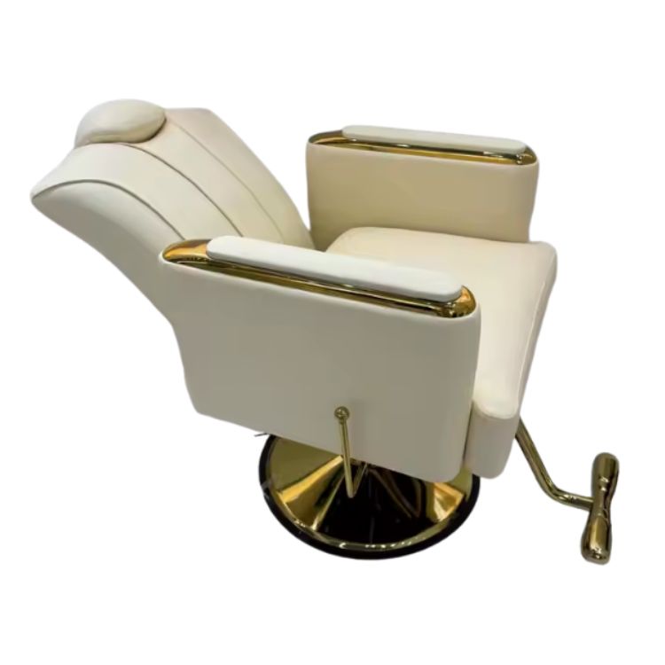 Fotel fryzjerski AURA biało złoty – klasyczny fotel do salonu fryzjerskiego