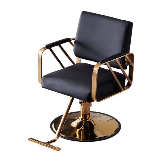 Fotel fryzjerski LUXOR czarno złoty – designerski fotel do nowoczesnego salonu