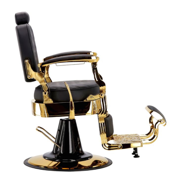 Fotel barberski BOSS obrotowy – komfortowy fotel do barbera z podnóżkiem